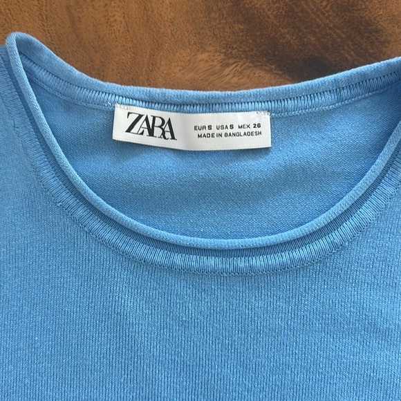 ZARA blue top short sleeves women size S - Picture 6 of 8